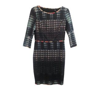 Bodycon Pencil Fitted Dress Black/Multi Colored Ladies Med